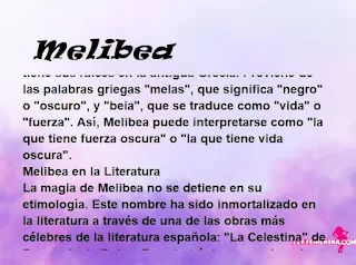 ▷ Significado del nombre Melibea