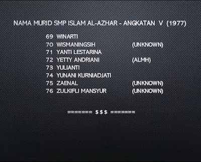 Nama murid SMP Al-Azhar angkatan 5 tahun 1977 (lanjutan lagi lagi deh)