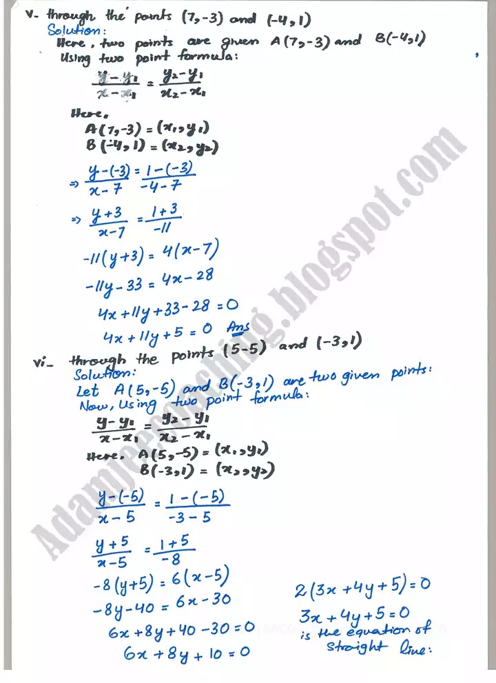 plane-analytic-geometry:-straight-line-exercise-7-3-mathematics-12th