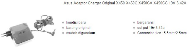 harga charger laptop asus x450 original