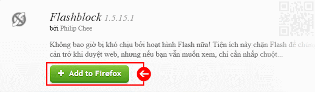 Flashblock 1.5.15.1. by Philip Chee. Never be annoyed by a Flash animation again! Blocks Flash so it won't get in your way, but if you want to see it, just click on.