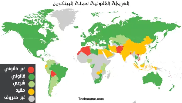 خريطة حظر البيتكوين