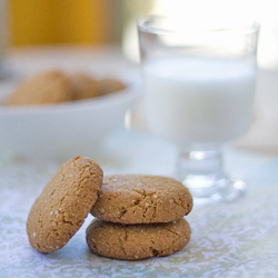 Gluten free peanut butter quinoa cookies and milk image