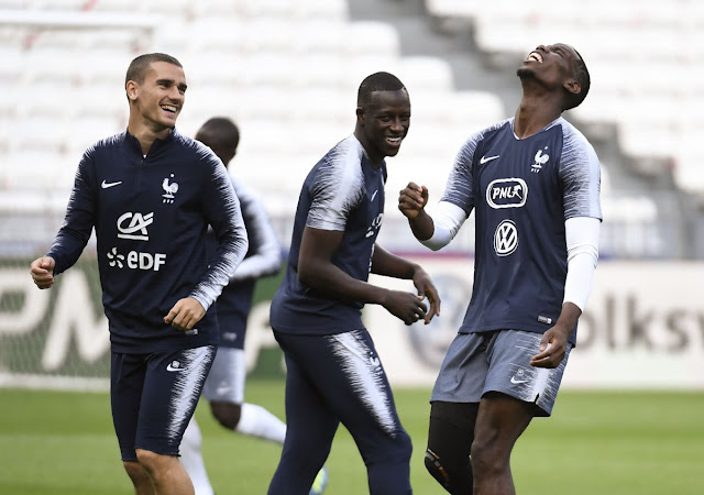 Paul Pogba, Griezmann and Mendy in France training