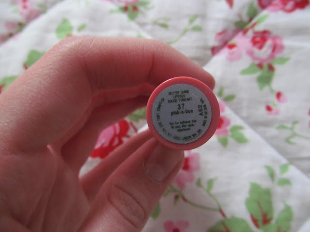 underside of lipstick - silver sticker reading 'pink-a-boo'