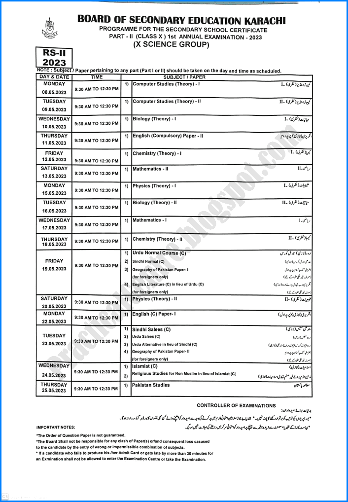 date-sheet-class-9th-&-10th-science-&-general-group-for-annual-examinations-of-2023-science-group