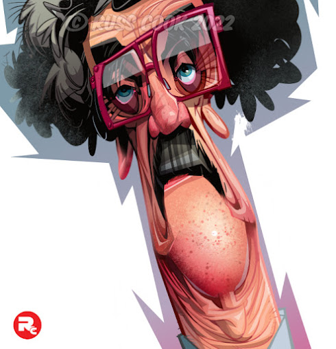Digital caricature portrait of the writer and novelist, Kurt Vonnegut, Created by Russ Cook with Sketchbook Pro and Affinity Photo