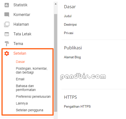 menu setelah di blogspot