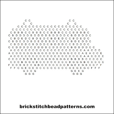 Free brick stitch seed bead pendant pattern letter chart.