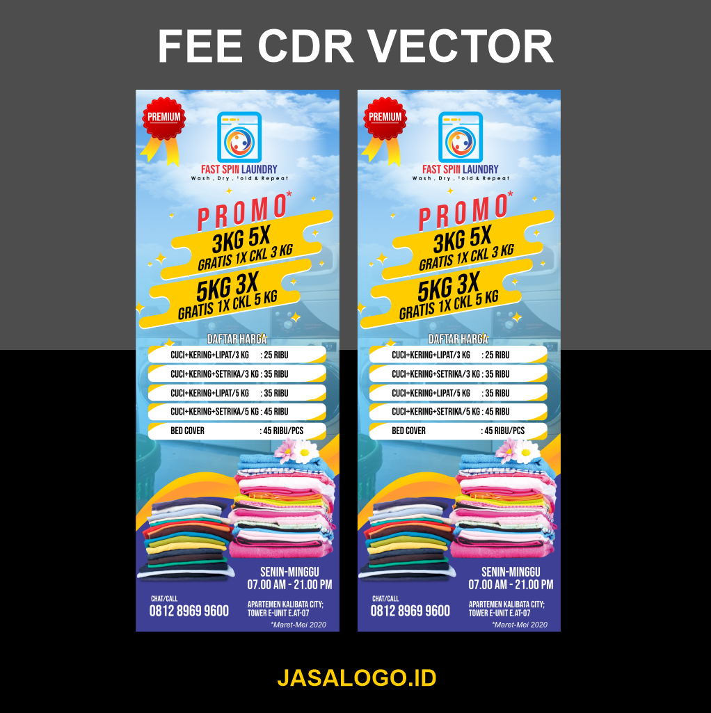 Template XBanner Stand Banner Laundry  CDR 