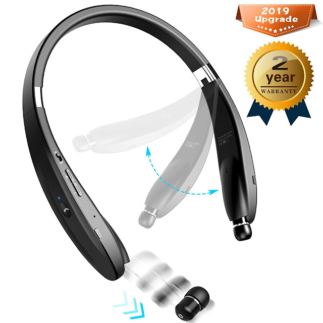 Foldable Bluetooth Headset Neckband Design Retractable Wireless  Earbuds 