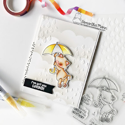 Got You Covered Card by Samantha Mann for Newton's Nook Designs, Distress Ink, Stencil, Support Card, Card Making, Handmade Cards, #newtonsnook #newtonsnookdesigns #umbrella #cardmaking #handmadecards #supportcard