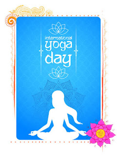 poster on yoga day slogan in English : stay safe with yoga