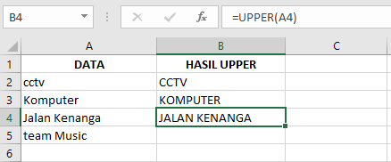 Cara Memasukkan Fungsi UPPER di Microsoft Excel