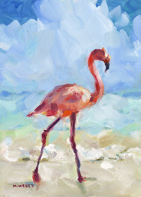 standing-tall-flamingo-oil-painting-merrill-weber