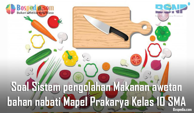 Soal Sistem pengolahan Makanan awetan dari bahan nabati Mapel Prakarya Kelas 10 SMA/MA