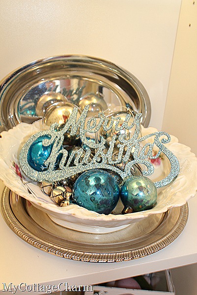 aqua vintage ornaments