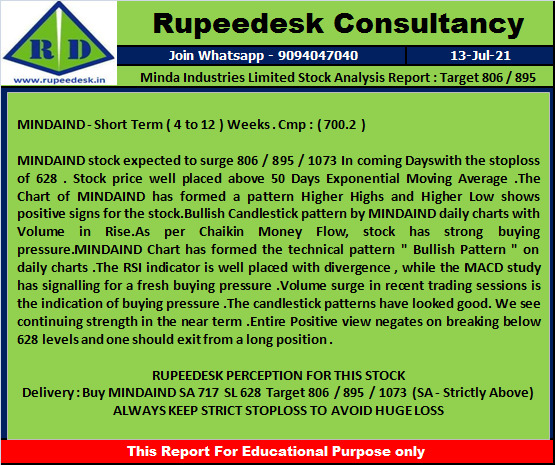 Minda Industries Limited Stock Analysis Report  Target 806  895