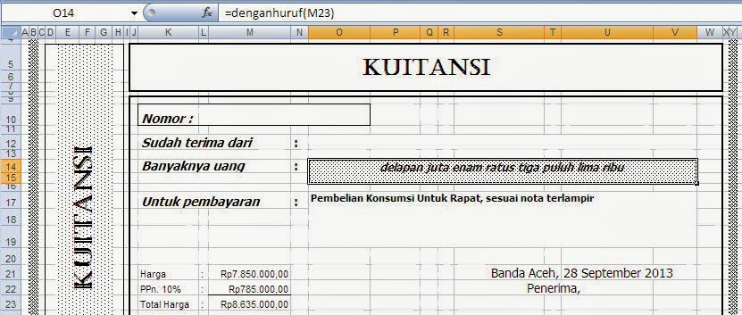 Contoh Invoice Excel Terbaru - Contoh II