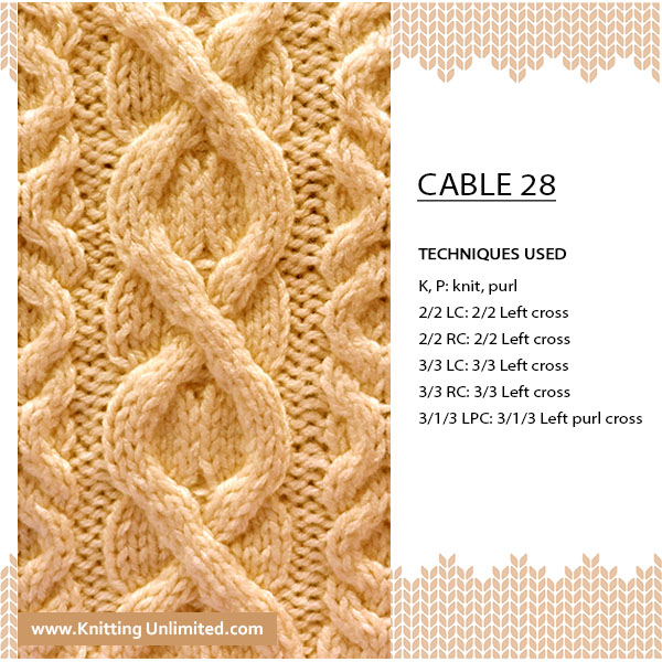 [Intermediate Cable Knitting] Spruce up your knitting with Cable No 28, 37 stitches and 16-row repeat. All it takes is a little bit of time, patience, and determination.