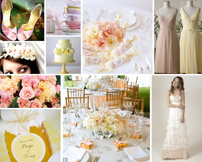 Pale yellow and or pale pink with ivory or white