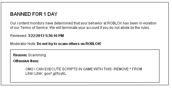 Donovan Bell S Blog Banned For 1 Day Roblox - 