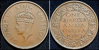 King George VI - One Quarter Anna @ 40