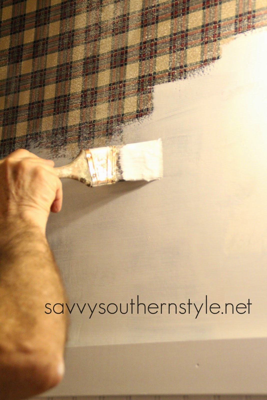 Savvy Southern Style : How To Paint Over Wallpaper