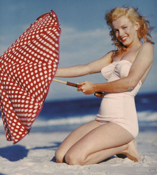 Marilyn Monroe in white bathing suit