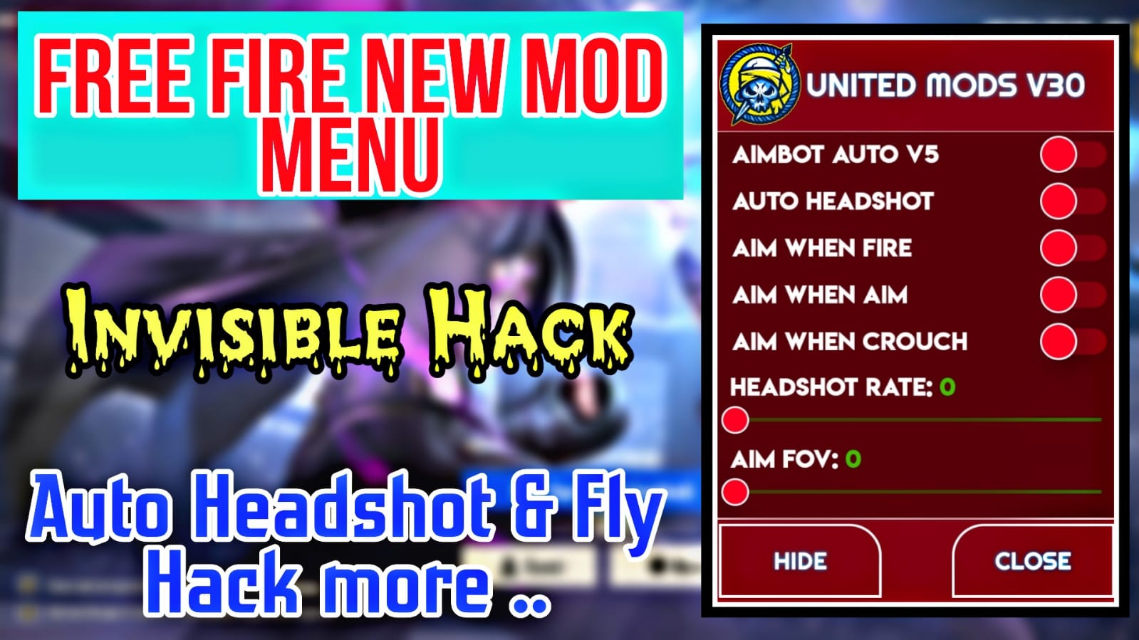 100 % Working Invisible Hack , FREE FIRE NEW MOD MENU V1.60.2  NEW