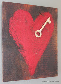 key to my heart reclaimed wood heart art http://bec4-beyondthepicketfence.blogspot.com/2014/01/key-to-my-heart-reclaimed-wood-heart-art.html