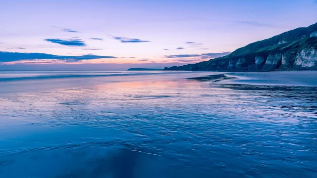 Beach, Sea, Horizon, Cliff