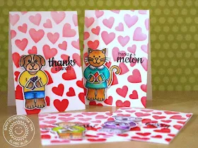 Sunny Studio Stamps: Comfy Creatures Heart Themed Mini Thank You Card Set by Eloise.