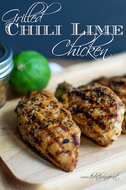 The finished chicken on a wood cutting board with the title above it. 