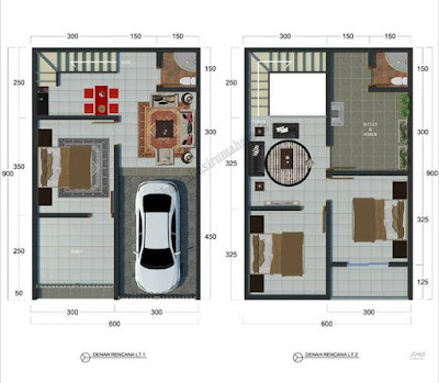 Denah Rumah Minimalis 2 Lantai Sederhana