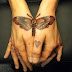 Two Hands Diamond Butterfly Tattoo Designs