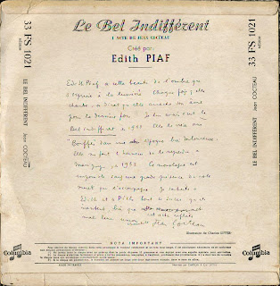 Edith Piaf - Le bel indifférent - France - 1953 - Back