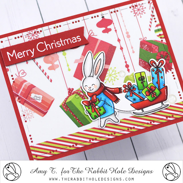 Bunny Christmas Stamp and Die Set illustrated by Tatsiana Zayats, Retro Christmas Paper Pack, You've Been Framed - Layering Dies, Clear Enamel Dots by The Rabbit Hole Designs #therabbitholedesignsllc #therabbitholedesigns #trhd