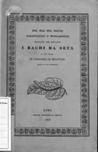 Agostino Bassi - Del mal del segno calcinaccio o moscardino - Vol.I (Teoria): Malattia che affligge i bachi da seta e sul modo di liberarne le bigattaie, anche le piu infestate (1835) | Accademia di Medicina Torino 47 | ISBN N.A. | Italiano | PDF HQ | 92 pagine | 16,9 MB | CBR 96 dpi | 92 pagine | 18,8 MB
Collana contenente tantissimi libri di medicina e riviste specialistiche sempre di ambito medico/chirurgico datate fine 1800 e inizio 1900.