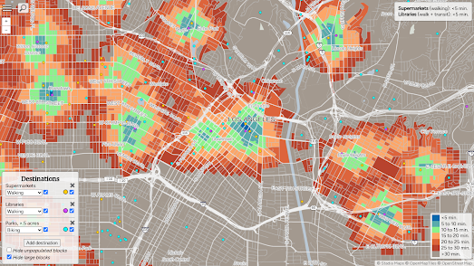 map of Los Angeles showing 15 minute neighborhoods