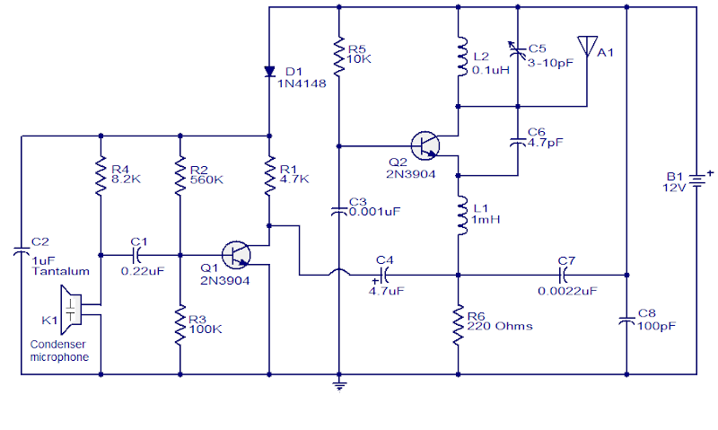 200M FM Transmitter Simple Circuit