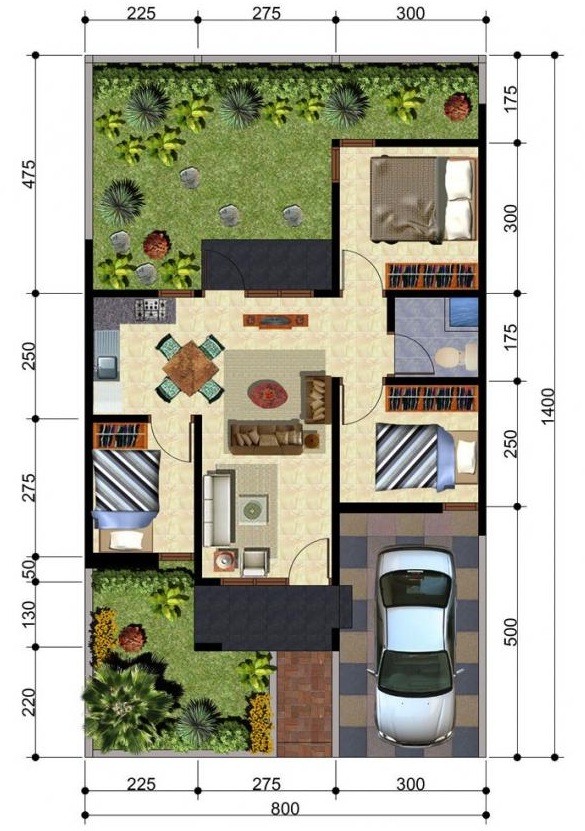 20 Denah Rumah Minimalis 1 Lantai 3 Kamar Tidur Yang 