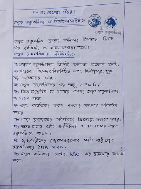 ৯ম ও ১০ম শ্রেণির জীব বিজ্ঞানের ৬ অধ্যায়ের হ্যান্ড নোট