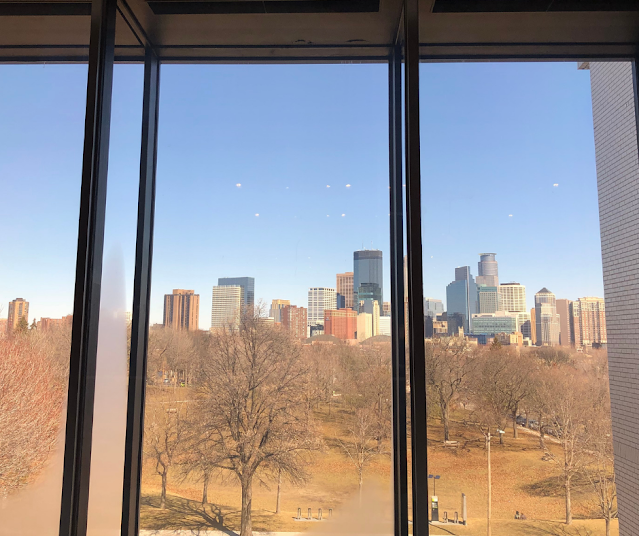 View of the Minneapolis skyline from the Minneapolis Institute of Art.