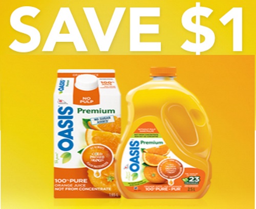 Save.ca Oasis Orange Juice $1 Off Coupon