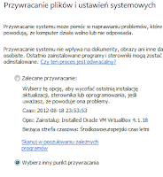 Okno wyboru punktu przywracania systemu windows - zrzut