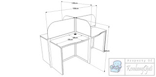 Meja Cubicle Kantor Sekat Kaca