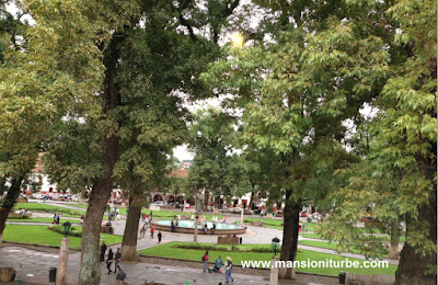 Plaza Vasco de Quiroga in Patzcuaro, seen from one of our balconies at Hotel Mansión Iturbe