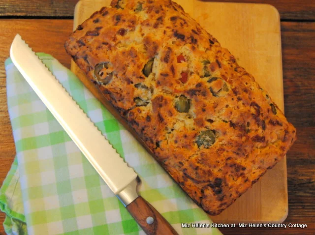 Cheesy Olive Beer Bread at Miz Helen's Country Cottage