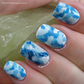 Hoth Camo - Icy Blue and White nail art for the 12 Days of Christmas nail art challenge.